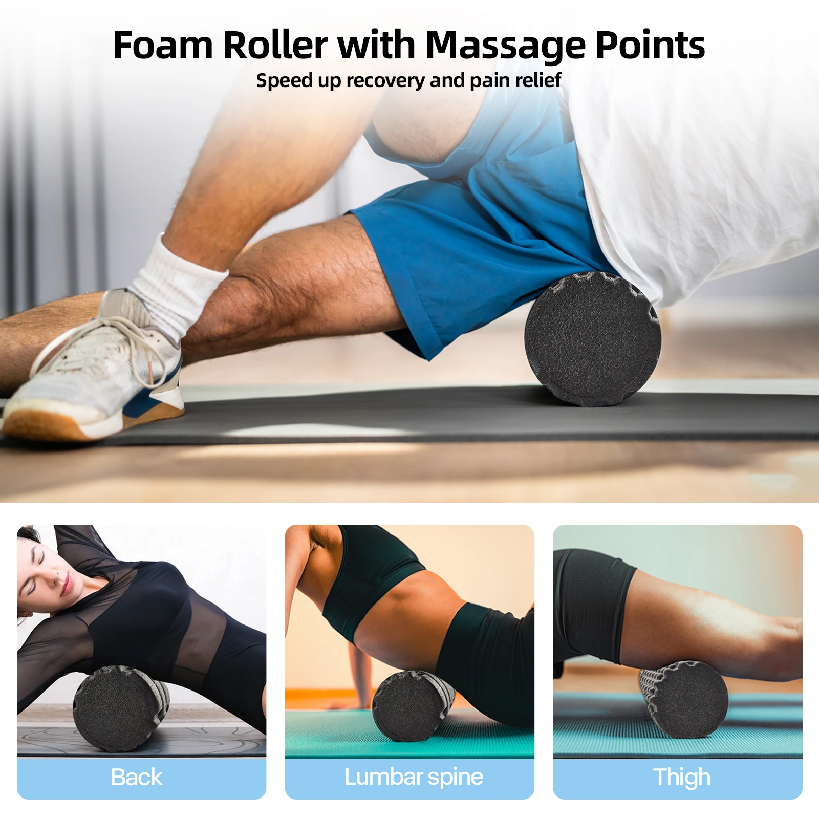 High Density Yoga Foam Roller Set, Spiky Massagem Bola, Resistência Banda para Alívio Da Dor, Voltar Amendoim, 7 em 1