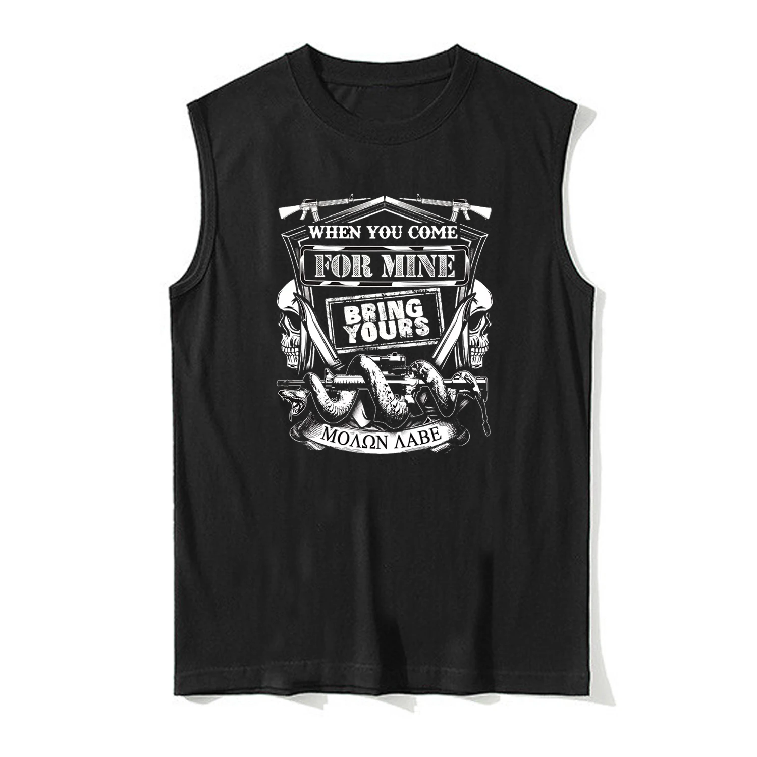 Retro Molon Labe Gun Rights Pro 2nd Amendment Tanktop 100% Cotton O-Neck Summer Casual Mens Vests Sleeveless T-shirt Streetwear