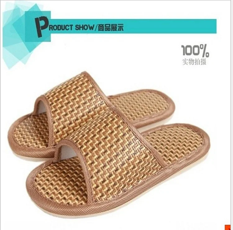 

Bamboo rattan grass summer home couple wholesale stall indoor thick soft bottom wood floor home linen slippers
