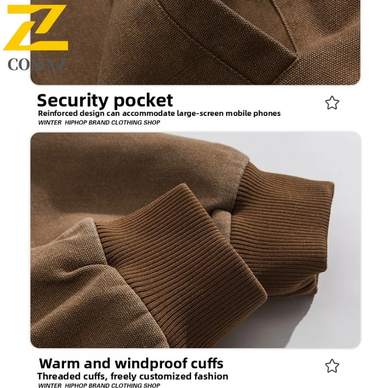 COMXZ الرجال سترة خارجية موضة الوقوف طوق المشي لمسافات طويلة السفر يندبروف سترة 2025 قسط مقاومة البرد الشتاء معطف الحشو الجديد