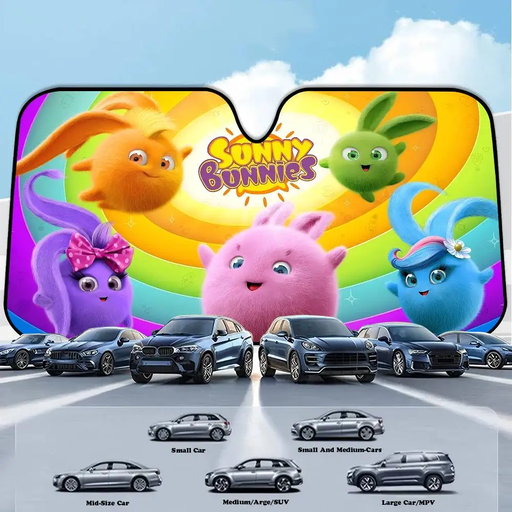 

Anime-sunnys-w-bunnies Foldable Front Windshield Sunshade 70x130cm Anime Cartoon Foils Car Sun Visor Sun Shade Protect