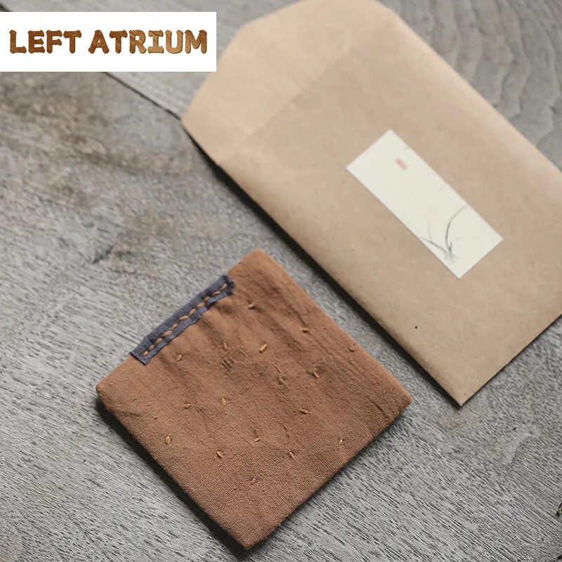 Retro Persimmon Cloth Patch Teacup Coasters Mat Hand Woven Old Dyed Square Heat Resistant Placemat Heat Insulation Mat Cup Base
