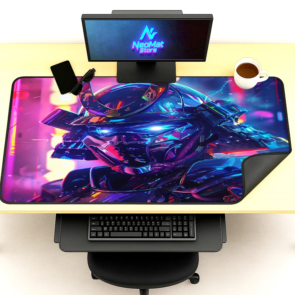 

Neon Gaming Mouse Pads Lights Samurai Table Game Carpet Mousepad Armor Mouse Pad Rubber Shogun Computer Mat 5mm Japan Desk Mats