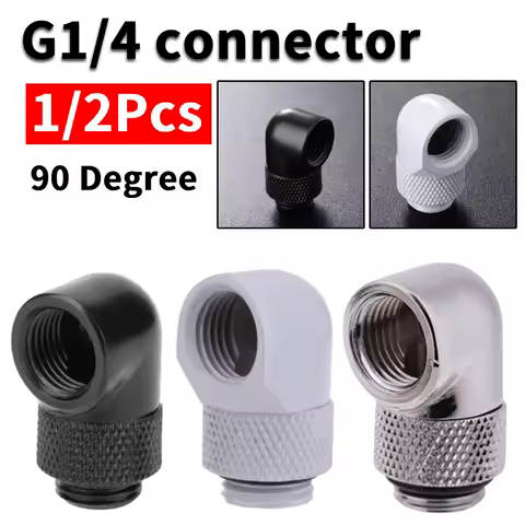 1/2 Pcs G1/4 Thread 90 Degree Fitting Adapter Rotary Fitting Water Cooling Connector for PC Water Cooling System 2 Points