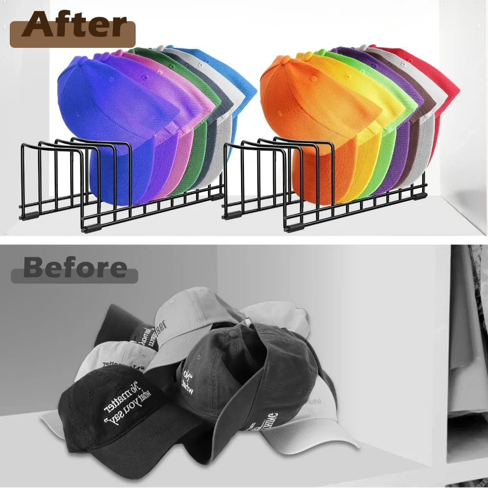2 Pack Hat Stand for Baseball Caps, No Install Hat Organizer for 20 Baseball Caps, Tabletop Hat Rack Stand with Anti-sli