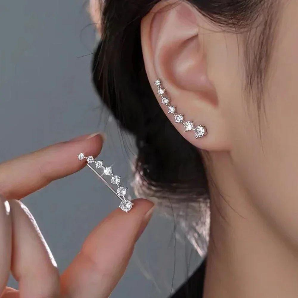 Big Dipper Zircon Earrings Long Dipper Ear Hook Clip on Earrings for Women Fashion Round Shiny Elegant Earrings Jewelry Gifts