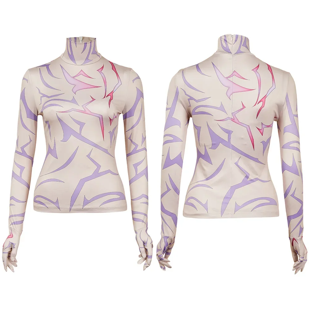 شيطان هنتر من KPop رومي جينو تأثيري الوشم القمم زي للجنسين تمويه الشيطان الوشم معطف ملابس قفازات هالوين البدلة