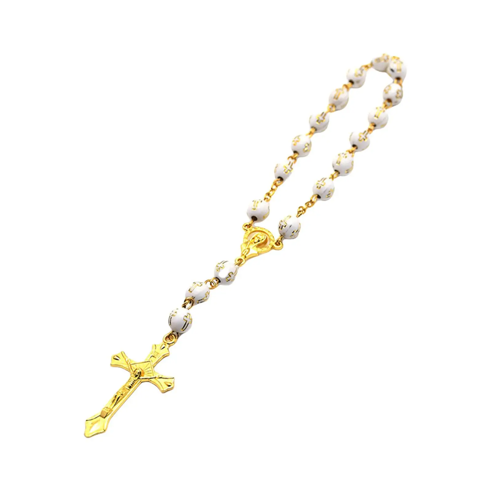 CR009 10pcs Bronzing Cross Rosary Bracelet Christening Baptism Wedding Bridal Shower First 1st Communion Gifts Baby Decoration