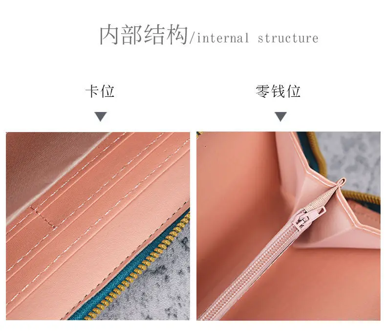 Neue Doppel-reißverschluss Große Kapazität Lange Brieftasche für Frauen Mode Multi-schicht Telefon Münze Karte Geldbörse Floral Geprägte PU leder – Detail 5