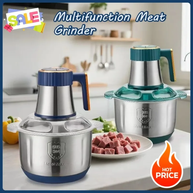 5L High-Capacity Stainless Steel Electric Meat Grinder and Multi-Function Food Processor for Home, Dining Room, and Kitchen