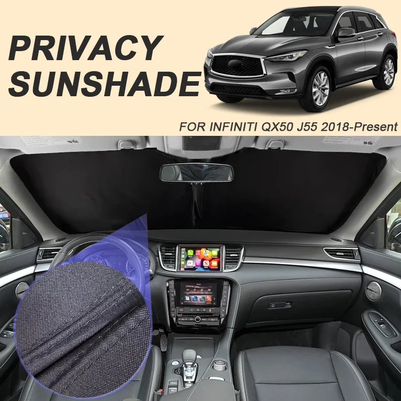 Car Black Window Privacy Sunshade For Infiniti QX50 J55 2018-Present Auto UV Block Sun Protection Interior Blackout Cover