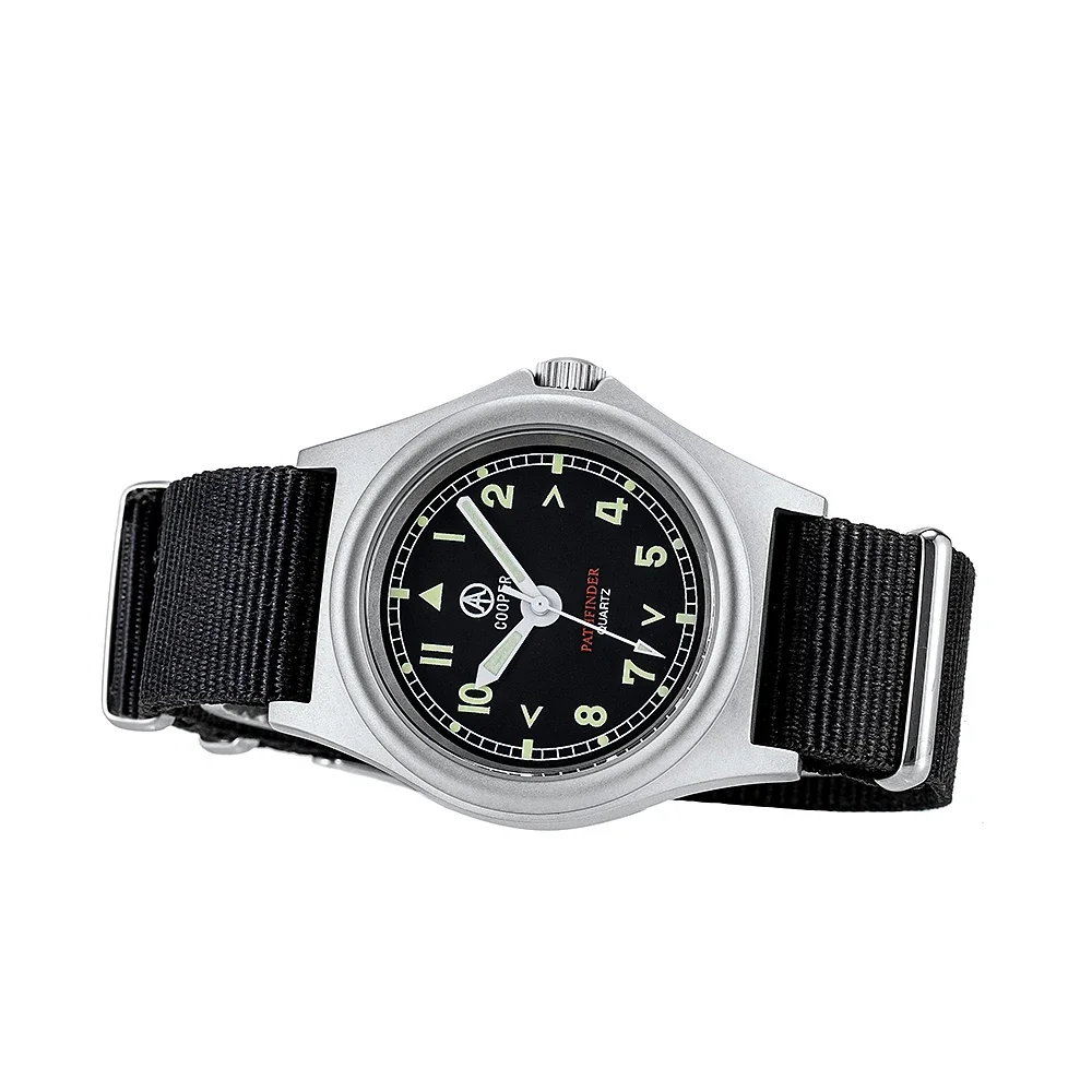 Relógio de quartzo masculino 38mm direto da fábrica pathfinder mwc exército militar ao ar livre super luminoso 100m acabamento de aço fosco sm8018a g10