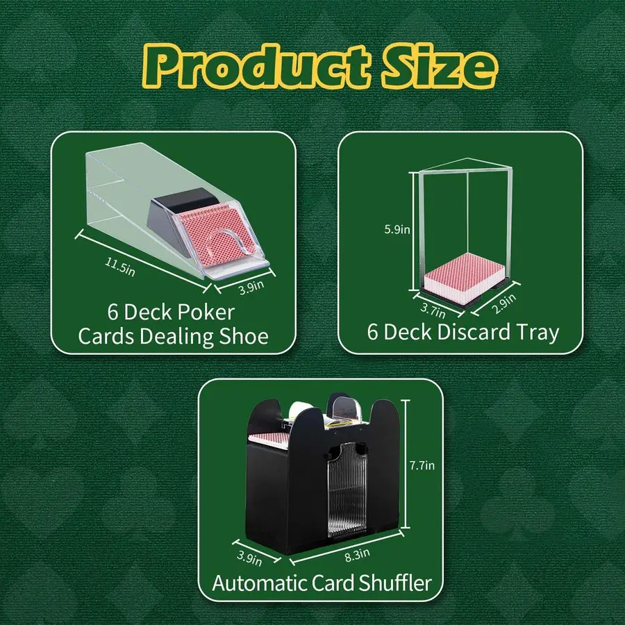 Set da gioco da tavolo, set da poker Blackjack Texas Holdem con pattino per carte, vassoio per dischi, mescolatore automatico, rastrello per trucioli, 360 fiches, 8 mazzi di gioco