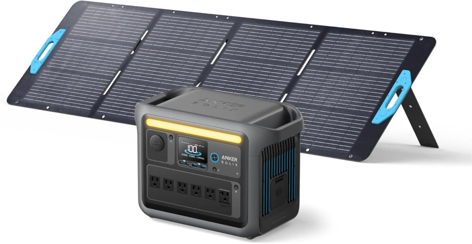 

SOLIX C1000 Portable Power Station with 200W Solar Panel 1800W Solar Generator 1056wh (LiFePO4) Battery 6 AC Outlets Up to 2400W