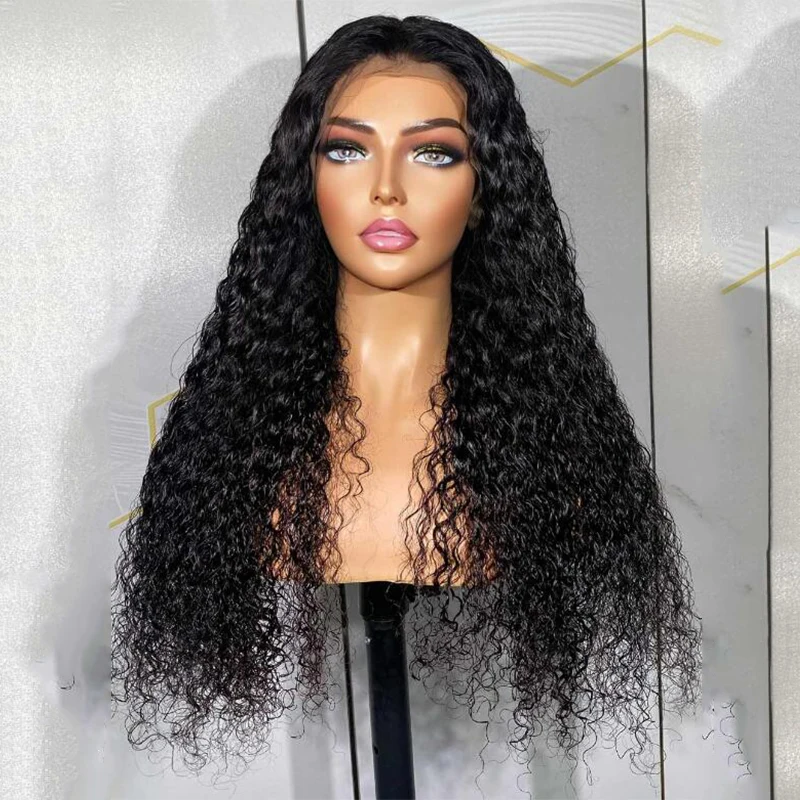 Soft 180Density 26“ Long Kinky Curly Natural Black Lace Front Wig For Women Babyhair Preplucked Heat Resistant Glueless Daily