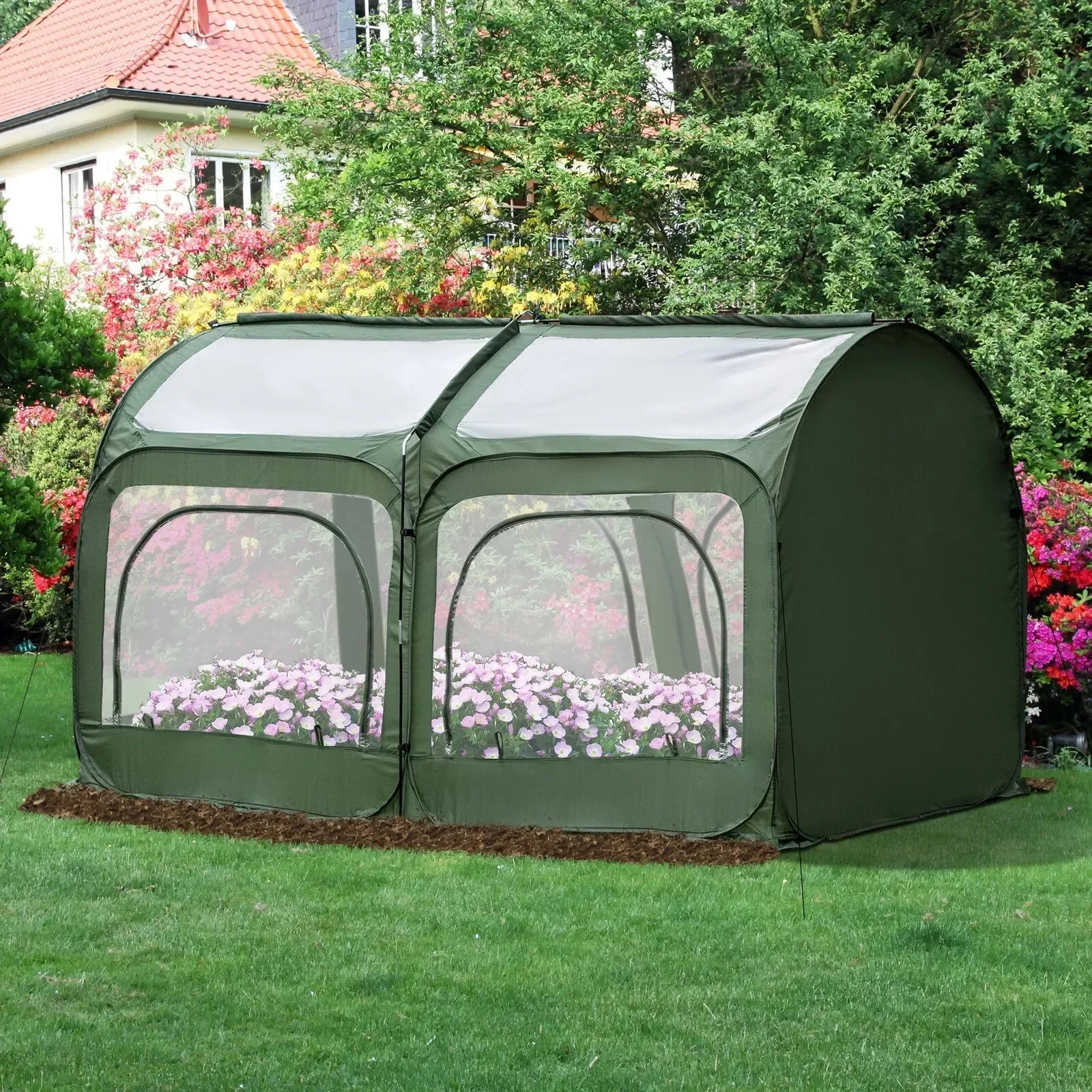 

US Instant 8' x 4' Backyard Pop-up Greenhouse, Portable, 4 Zipper Doors, PVC Herbs