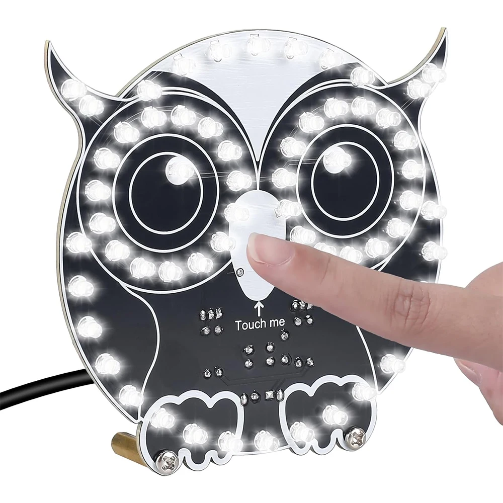 DIY Soldering Learning Kit Touch Control Owl LED Light Electronic Practice for Beginners STEM Education Creative Present