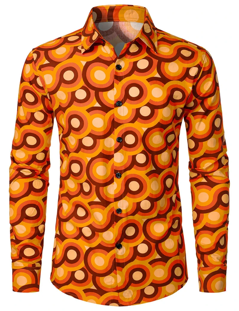 الرجعية 70s الأزهار قميص للرجال النساء الموضة الفاخرة قمصان طويلة الأكمام التلبيب زر الخريف بلايز Y2k الرجال قميص هاواي صيفي بلوزة