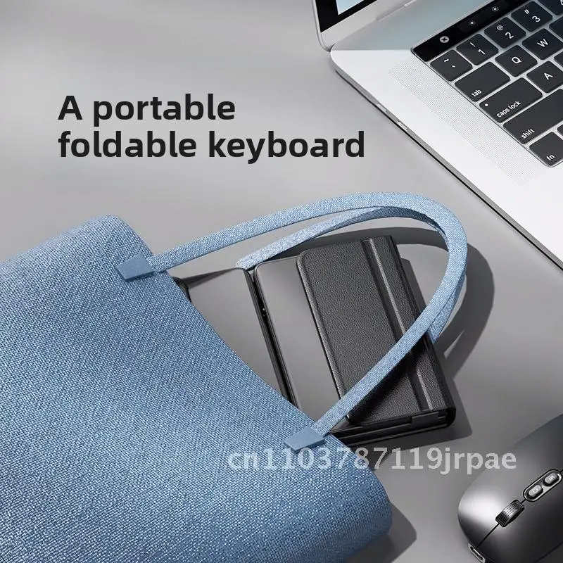 Bluetooth Folding Keyboard - Cross-Border Three Fold Keypad for Desktop Computer & Laptop - Black 87 Keys Waterproof Scissor Toe