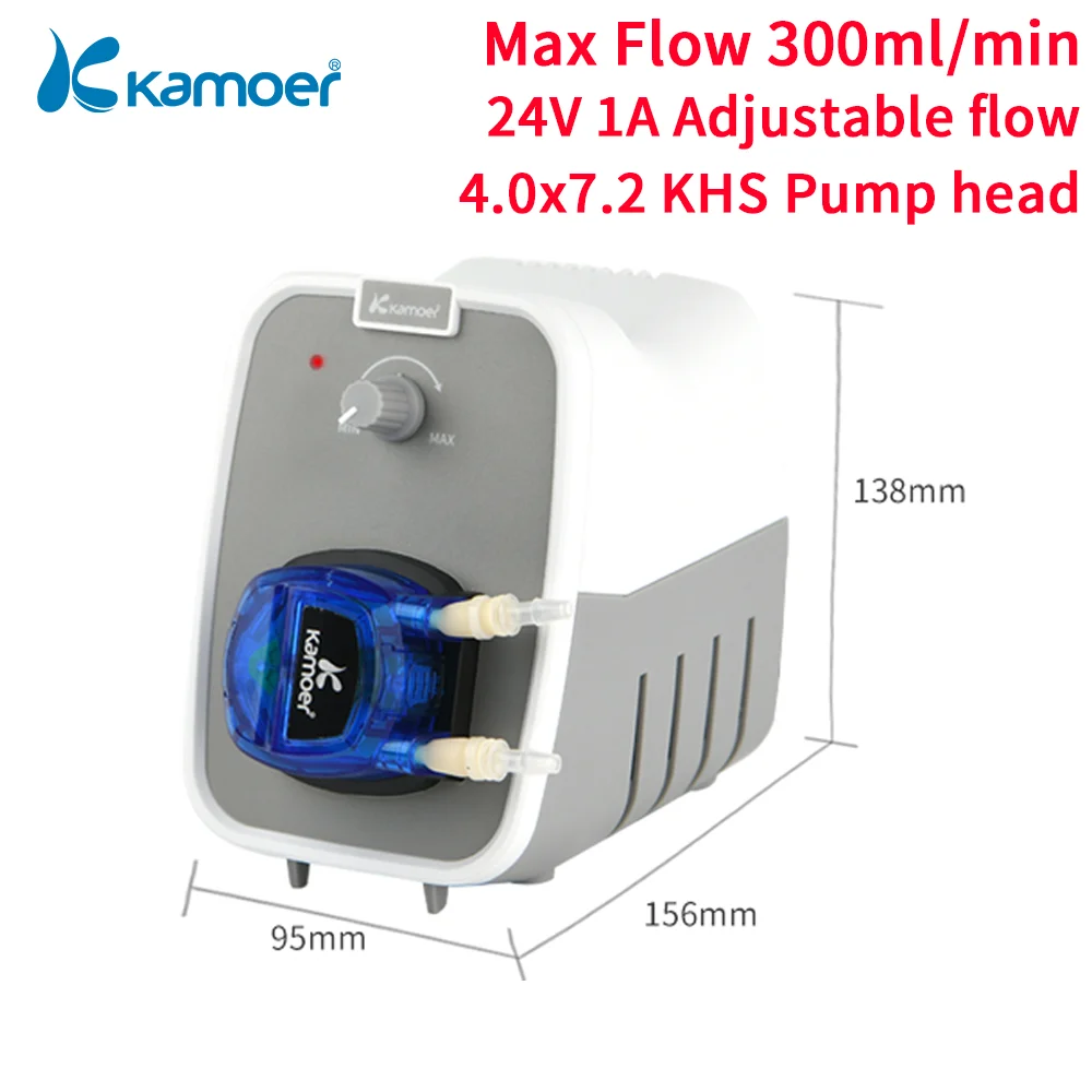 Kamoer 300ml/min KCPA300 Mini Peristaltic Pump 24V DC Motor 4mmX7.2mm with Adjustable Flow Gear Structure Dosing Pump for Lab