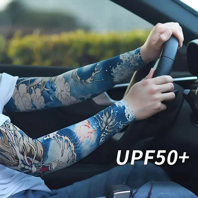 Sun Protection Tattoo Ice Sleeve Arm Protection Breathable High Elasticity Driving Car Outdoor True Seamless Transition