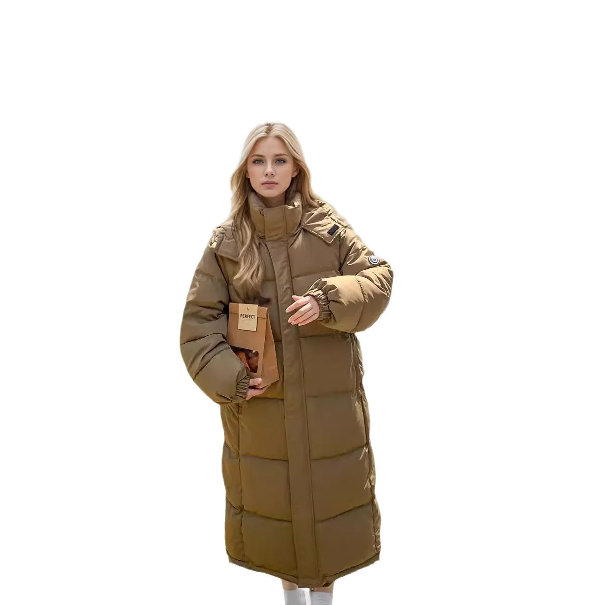 2024 Winter Lange Over-De-Knie Donzen Katoenen Jack Nieuwe Dames Casual Capuchon Pure Kleur Parkas Jassen Vrouwen Demi-Seizoen Jas