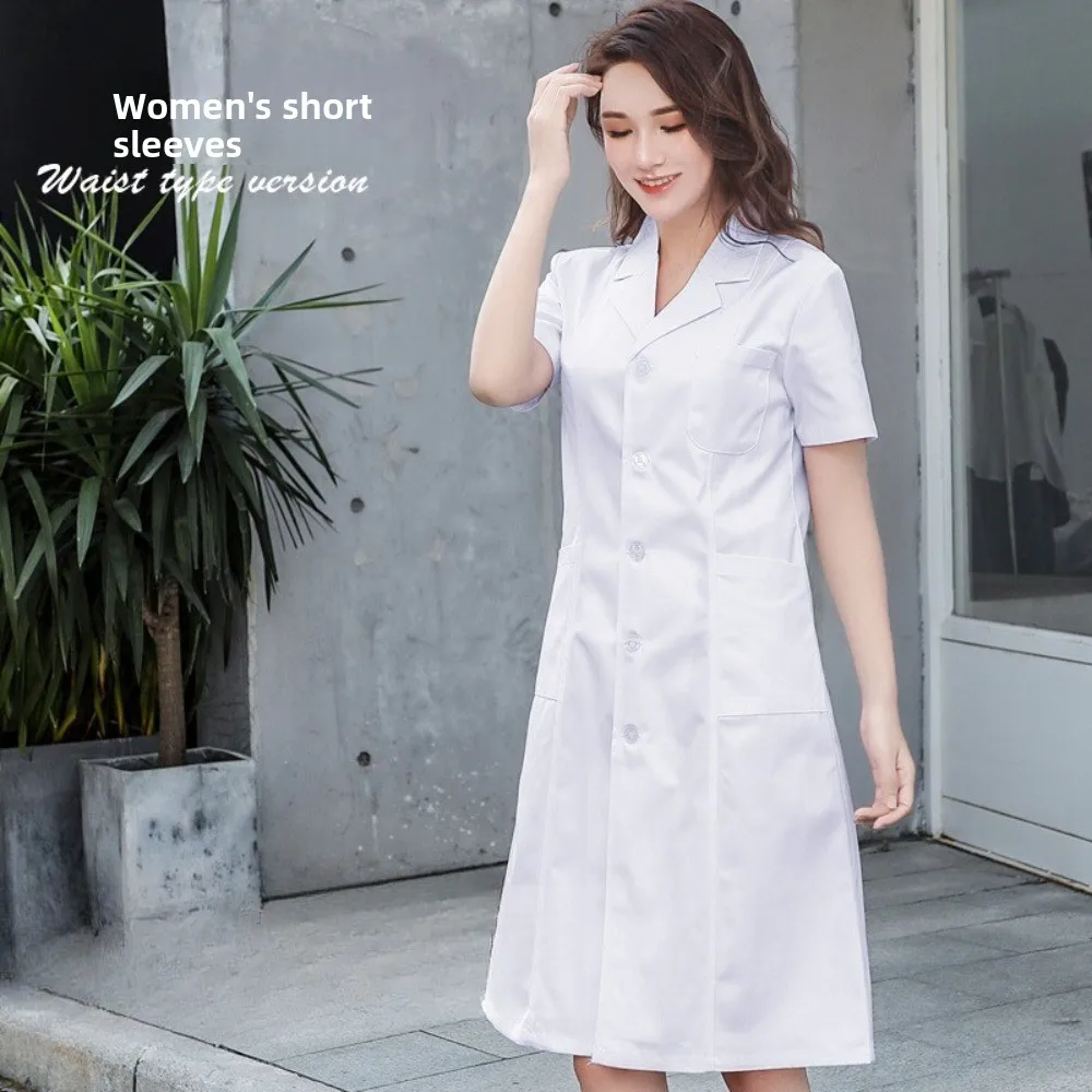유니섹스 실험실 가운 반팔 실용적인 학생 간호사 유니폼 임상 과학 실험실용 재킷 남녀 공용