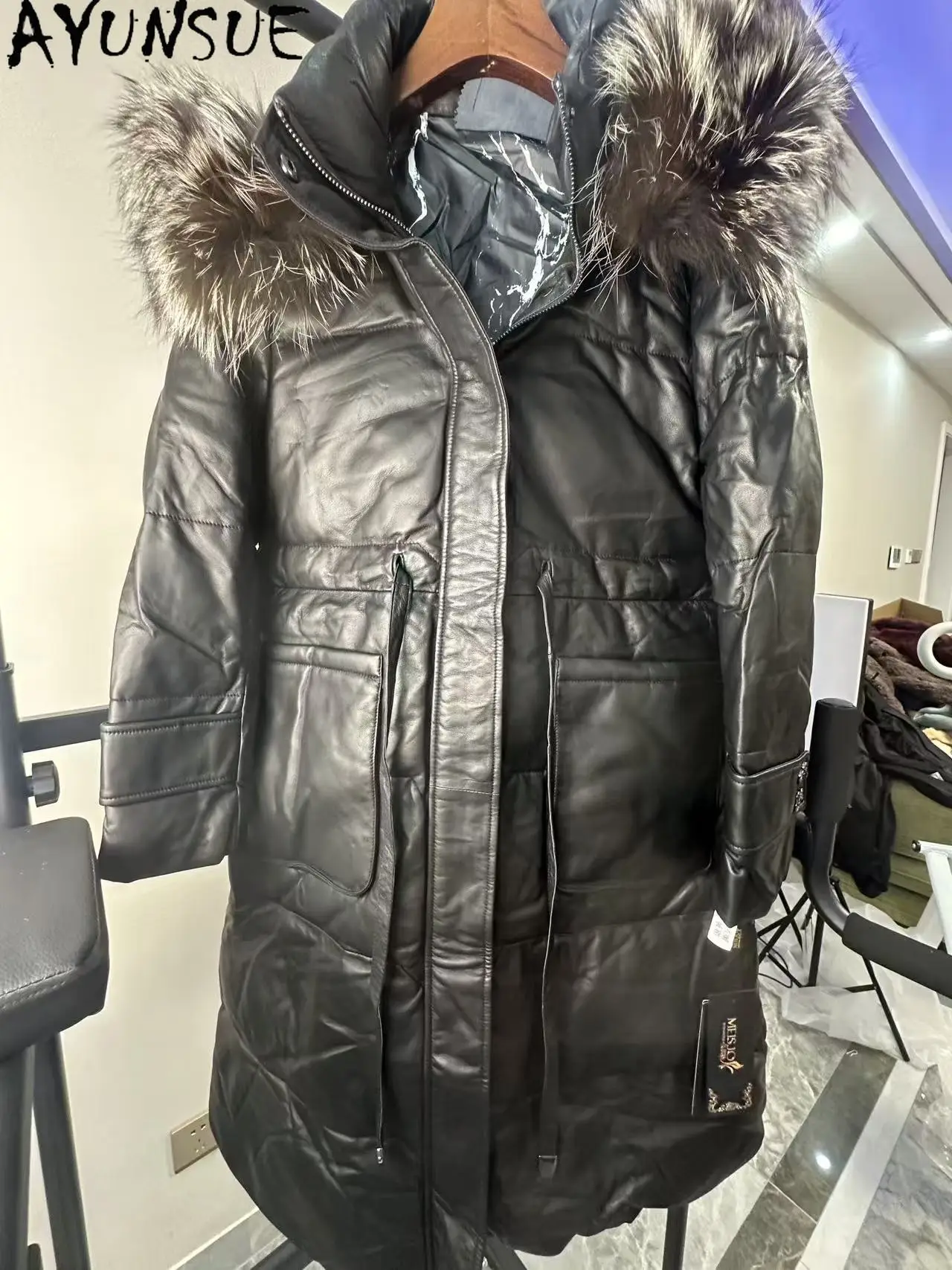 AYUNSUE جلد الغنم الطبيعي أسفل سترة النساء الملابس الشتوية الدافئة معطف فريد تعزيز عيوب صغيرة لا استرداد لا تبادل #3