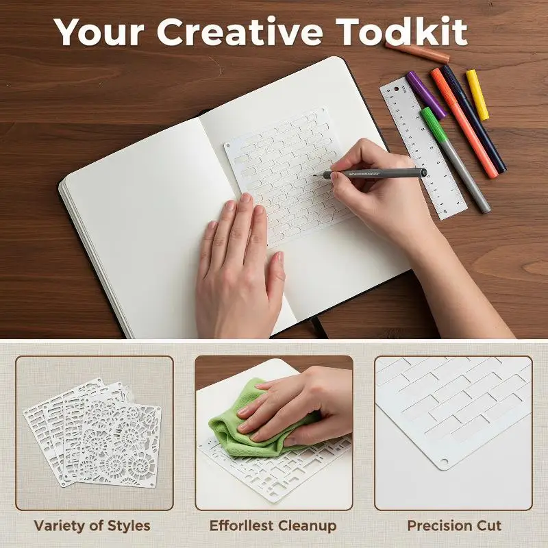 16Pcs Reusable Texture Templates For Painting Templates For Painting On Wooden Furniture, Canvas, Paper, And Scrapbooks