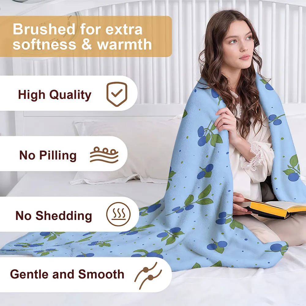 Blueberry Soft Warm Flannel Blanket Lightweight Cozy Christmas Halloween Home Decor Room