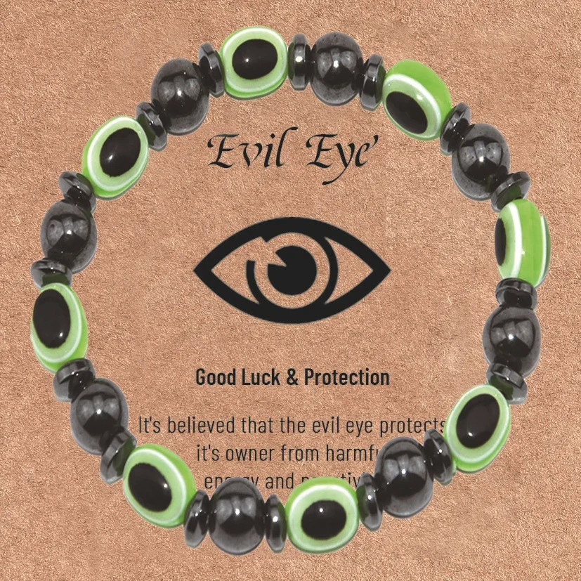 Evil Eye Bracelet For Men And Women Magnet Coloured Flat Beads Bracelet Hematite Jewelry Accessories