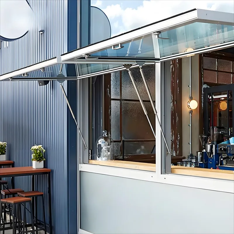 Modern Double Glazing Vertical Flip Air Stretch Restaurant Shade Window Aluminum Outside Folding Window Fast Delivery