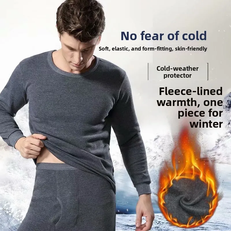 Men's Pure Cotton Warm Underwear Durable Workwear for  Welding Labor Protection Pants Autumn Winter Thickened Fleece