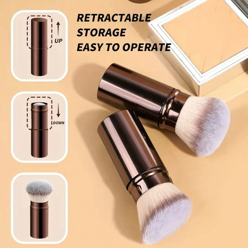 1/2PCS Retractable Foundation Makeup Brush Flat/Angle Brush For Powder Blush Black Brown Gold Concealer Portable Makeup Tools