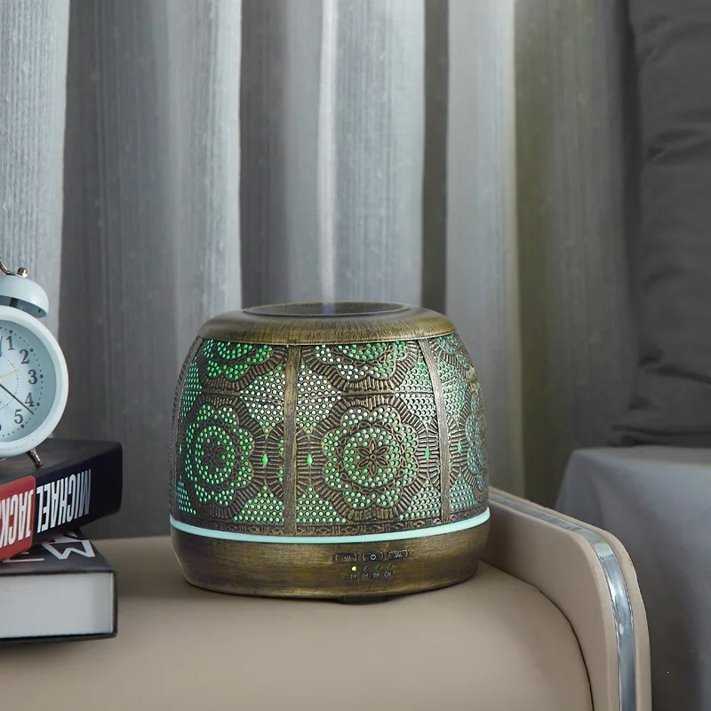 Retro Patterned Lampshade Aromatherapy Humidifier Essential Oil Diffuser for Home Office Silent Large Capacity Rainbow Lamp image 4