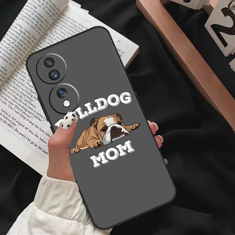 English Bulldog Heartbeat Case For Honor X8 X9 X7 X6 a 8X 9X X9a Cover For Honor Magic 5 Pro 10 50 70 90 Lite Coque