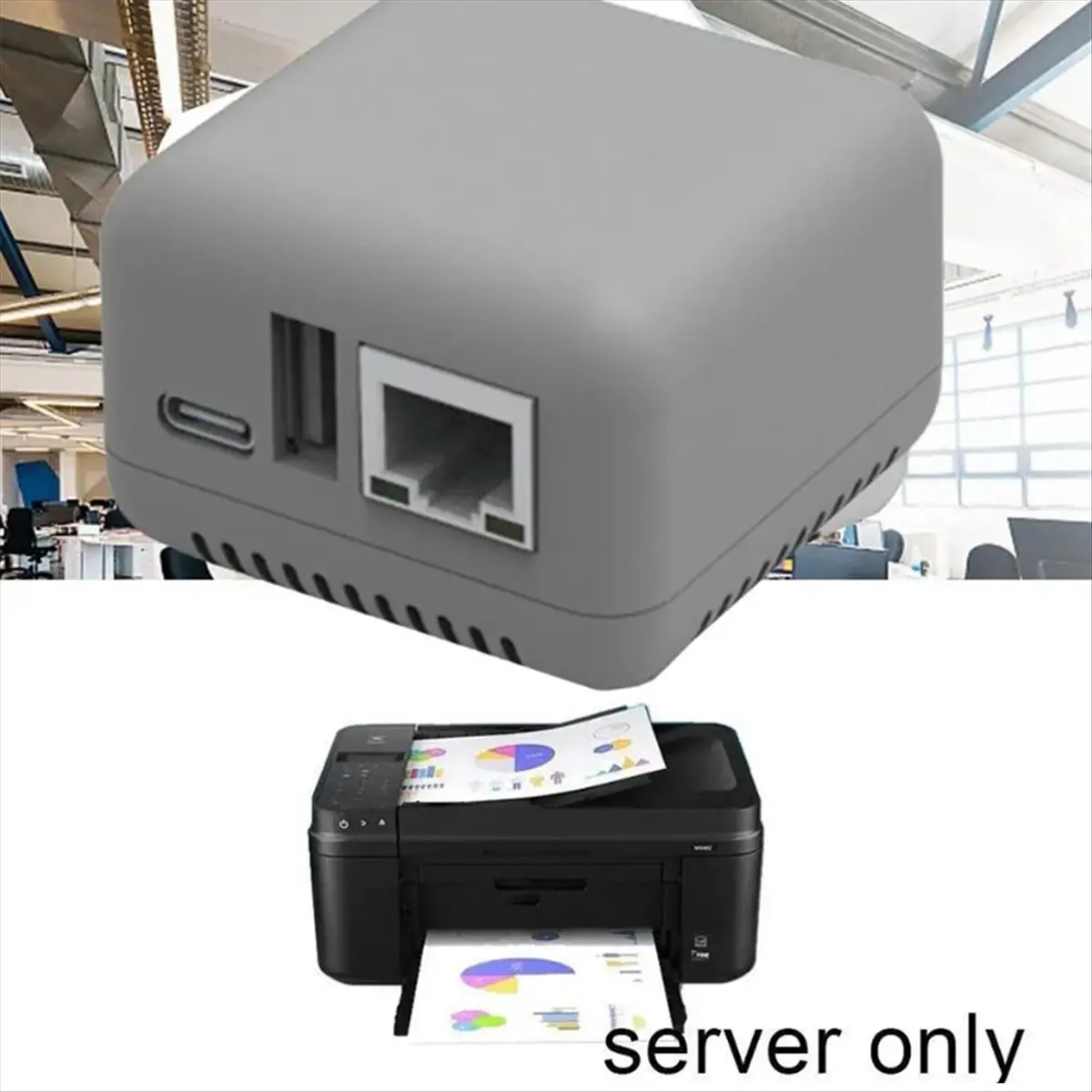 WiFi Network BT 4.0 Print Server Networking USB 2.0 Port Fast 10/100Mbps RJ-45 LAN Port Ethernet Print Network US-Plug