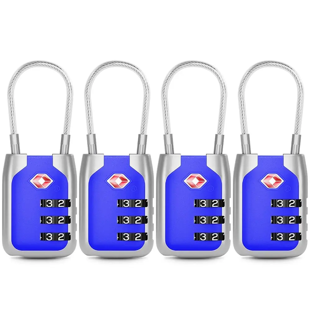 

TSA Approved Luggage Lock, 3 Digit Combination Cable Lock with Alloy Body, Travel Combination Locks for Suitcases, Backpack