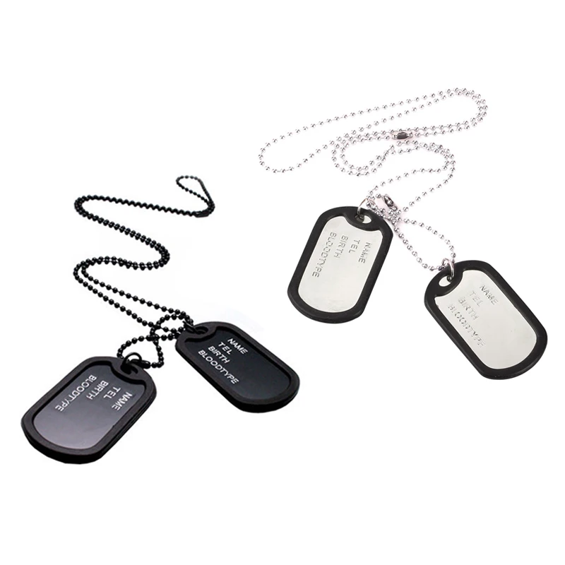 Men's Interesting  Style 2 Dog Tags Chain Pendant Necklace Goth