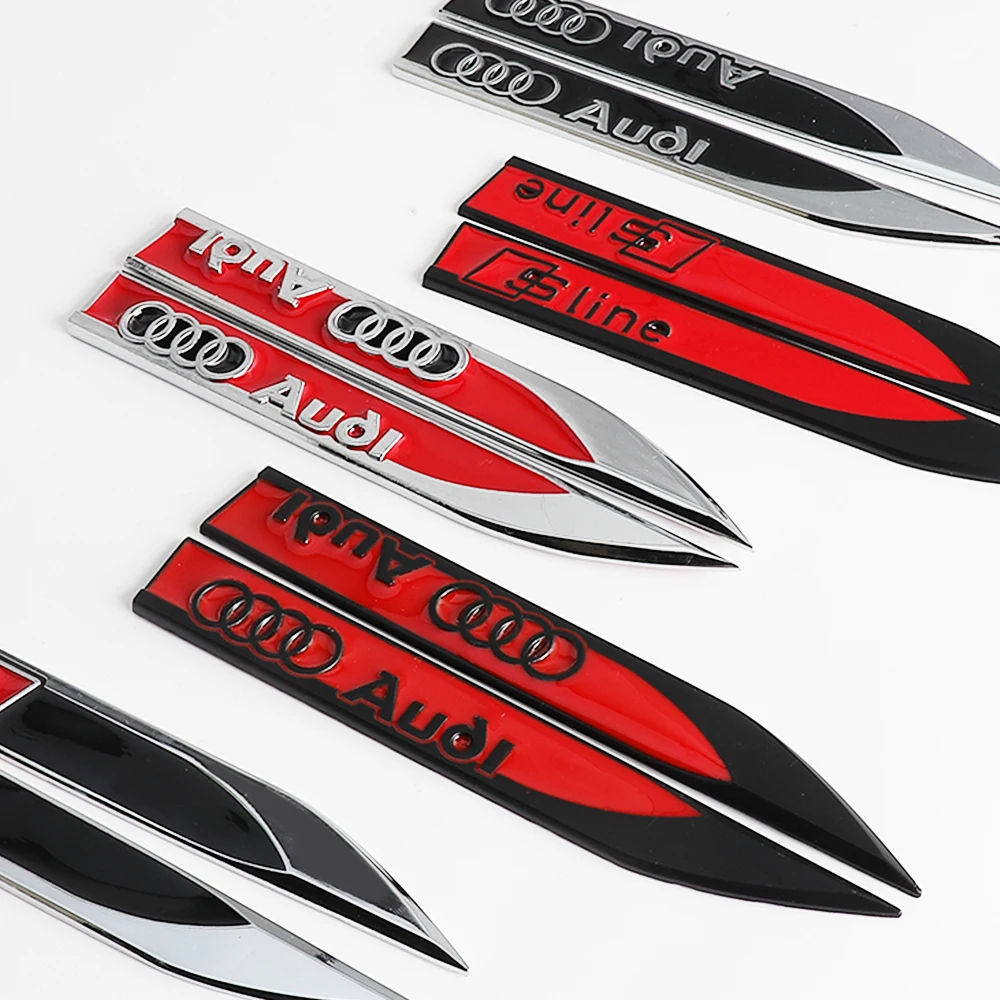 Car Styling Metal Alloy Badge Car Body Side Wing Fender Decoration Stickers For AUDI Sline Quattro RS A1 A2 A3 A4 A6 Q2 Q3 Q7 Q8