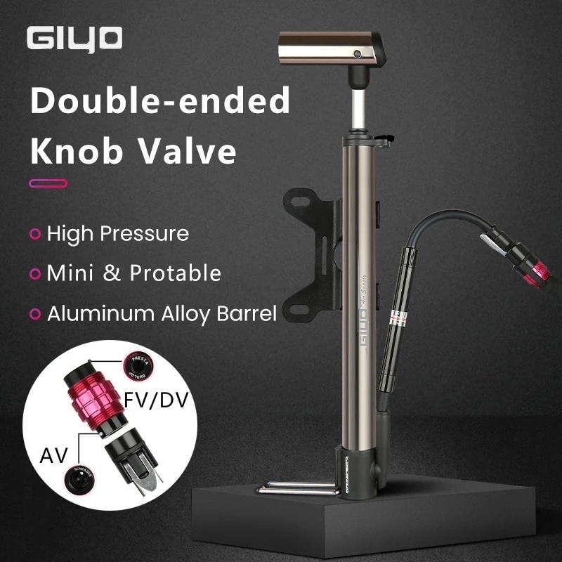 Giyo 140Psi Bicycle Portable Floor Standing Pump Presta/Schrader Valve Road Bike Mini Tire Inflator MTB Cycling Pump