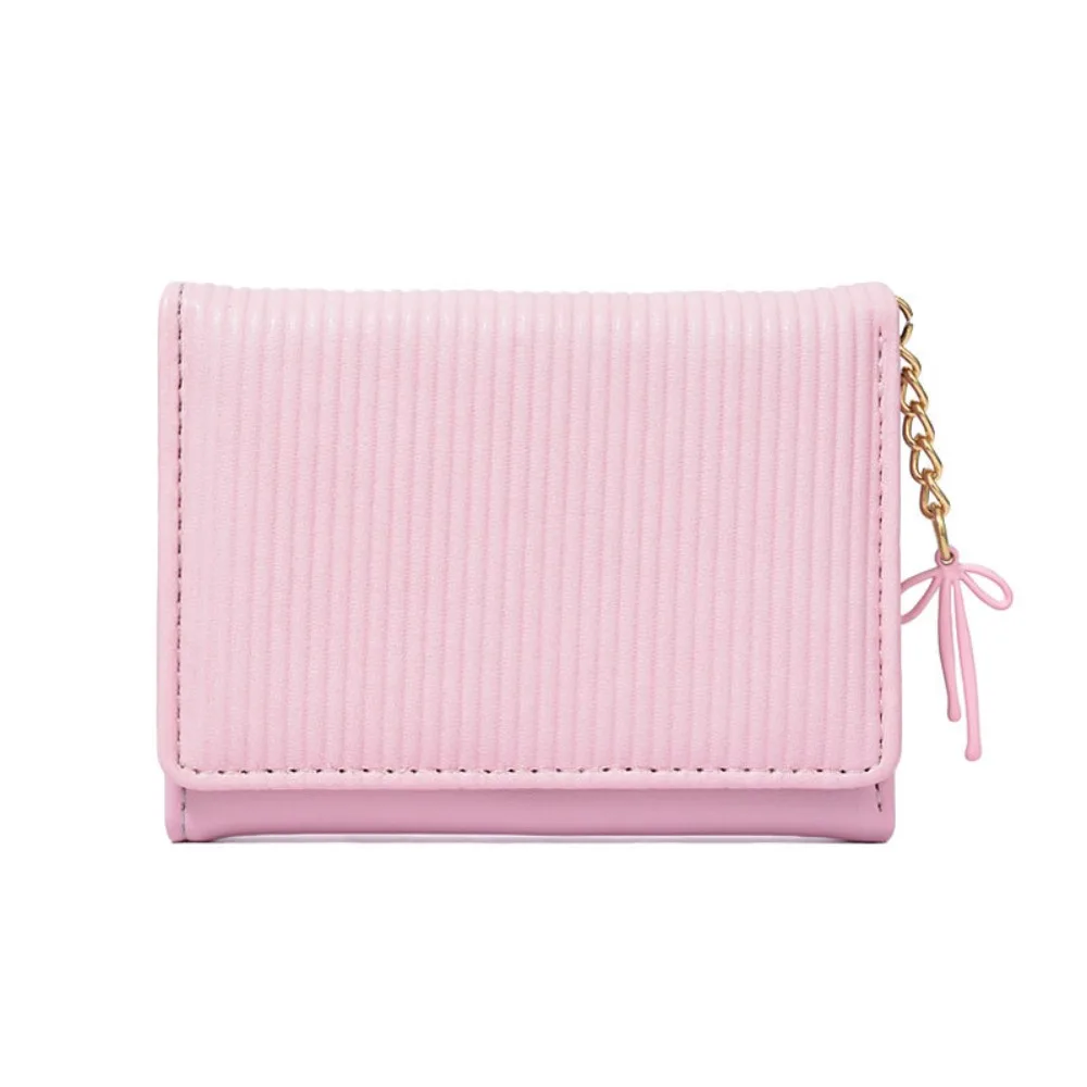 

Fashion Solid Color Women's Wallet Minimalist Pu Leather Lady Wallet Ins Short Bow Pendant Purses Card Bag