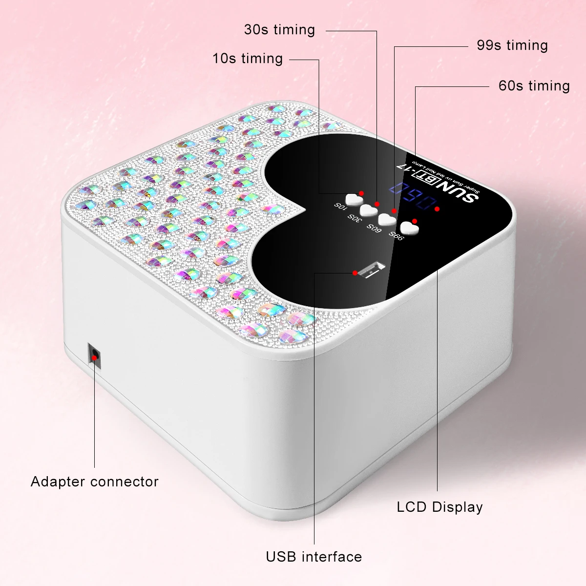 プロ用ネイルドライヤー 45LED UVネイルランプ 4つのタイマーとセンサー設定付き ネイルサロンツール用ネイルポリッシュ硬化ライト