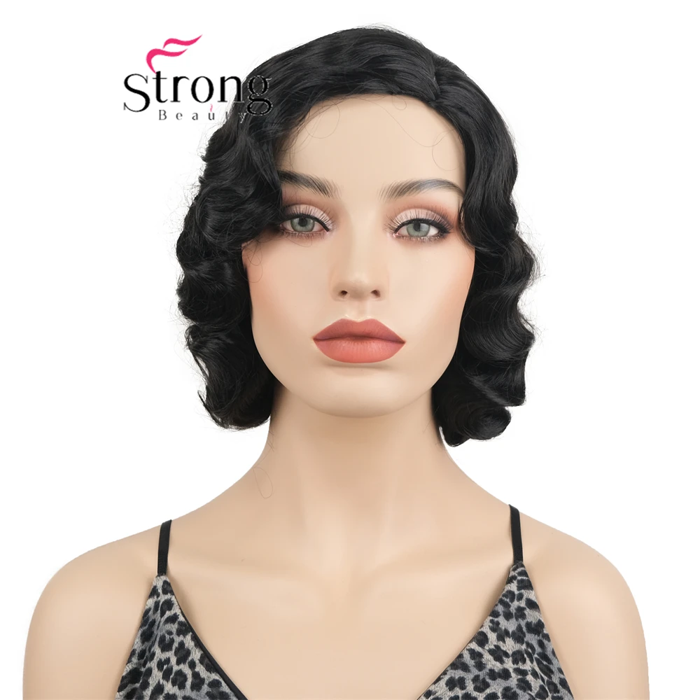 Short Retro Wig Synthetic Wig For Cosplay Natural Curly Wigs Halloween Carnival Party 1920s Celebrity Costume Finger Wave Wig
