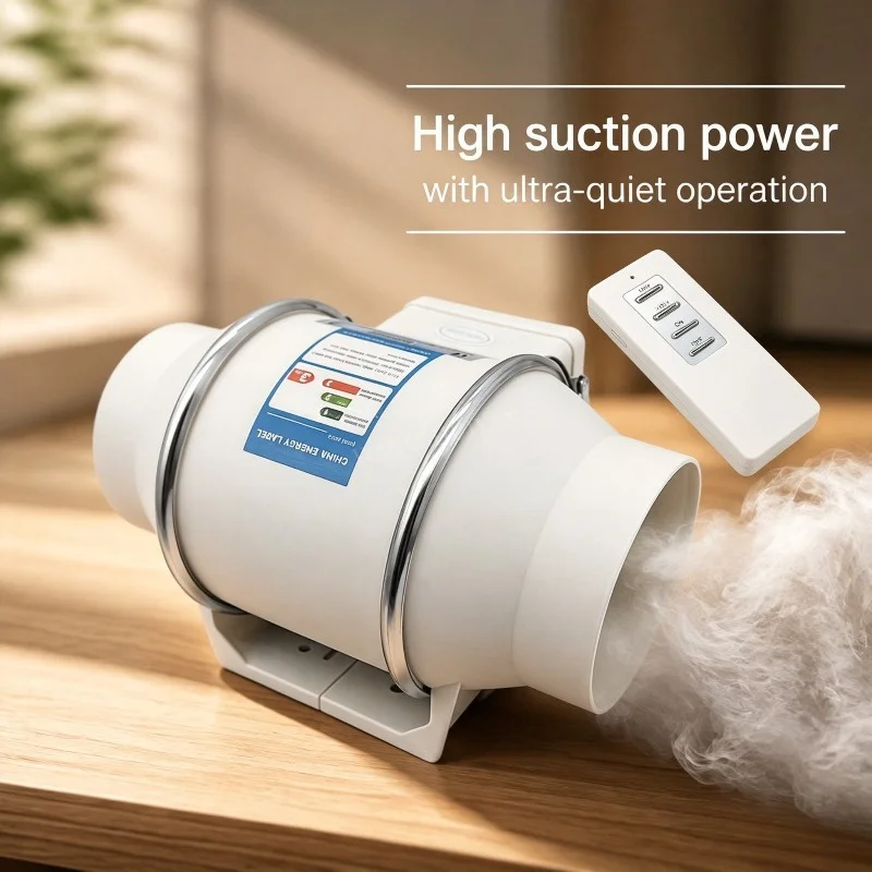 4inch Remote Control Exhaust Fan Silent Inline Pipe Duct Fan Extractor Air Ventilation Blower Kitchen Toilet Wall Booster