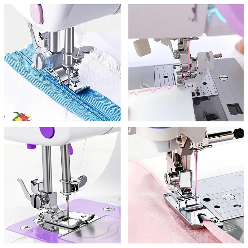 

An 11-Piece Presser Feet Set Designed For Low Shank Sewing Machines, Featuring A Rolled Hem Foot And An Invisible Zipper Foot