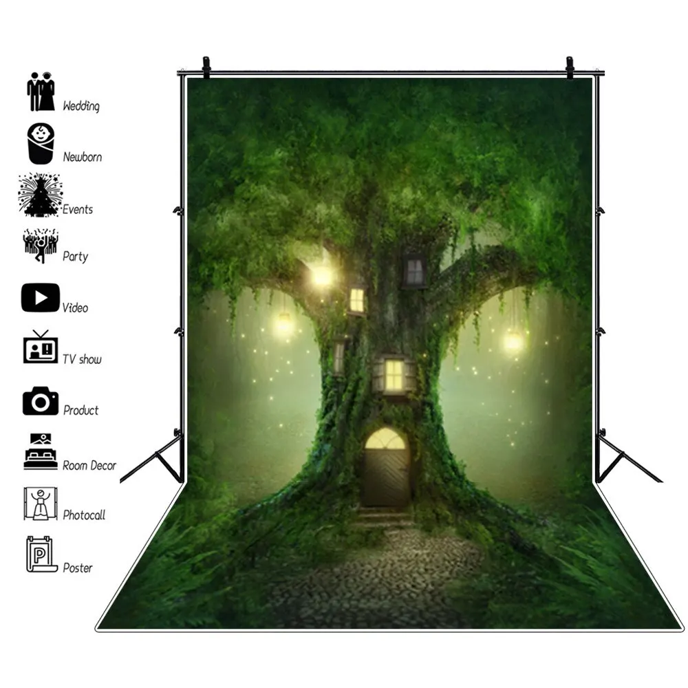 Dreamy Forest Backdrop Fairy Tale Tree Castle Wonderland Jungle Background Baby Birthday Wedding Photo Studio Props