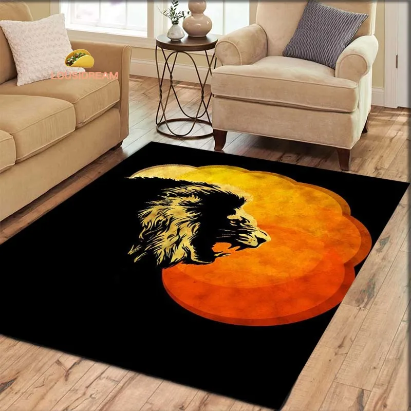 Mighty Lion Head Living Room Bedroom Beautiful Carpet Non-slip Carpet Photography Props Birthday Gift Room Carpet Picnic Rug