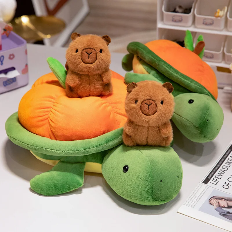 

New Arrival Kawaii Creative Tortoise Backpack Plush Doll Trutle With Capybara Toy Soft Decor For Boys And Girls Birthday Gift