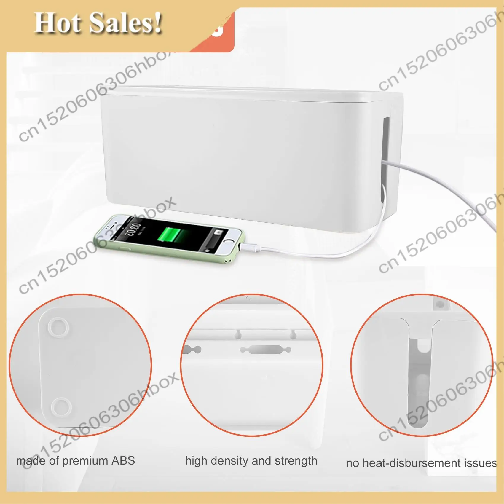 

-HOPE Cable Management Box, ABS Cable Organizer Cord Hider Box, Computer Power Lines, Route Cables, Under Desk Power Strip